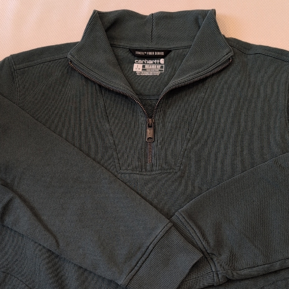 Carhartt Women's Dark Green Zip-Up Sweater
